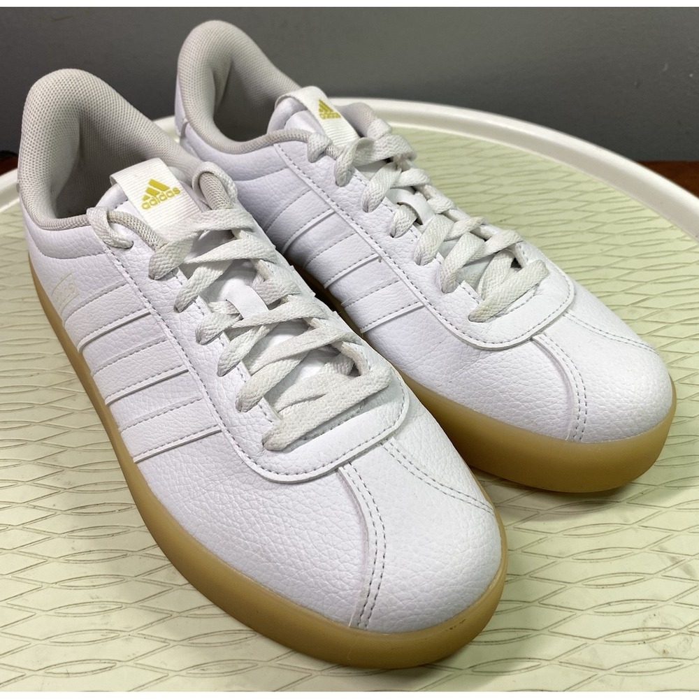 Adidas‎ Womens VL Court 3.0 Leather Shoe Cloud White Sneakers ID9070 Sz. 8.5 EUC
